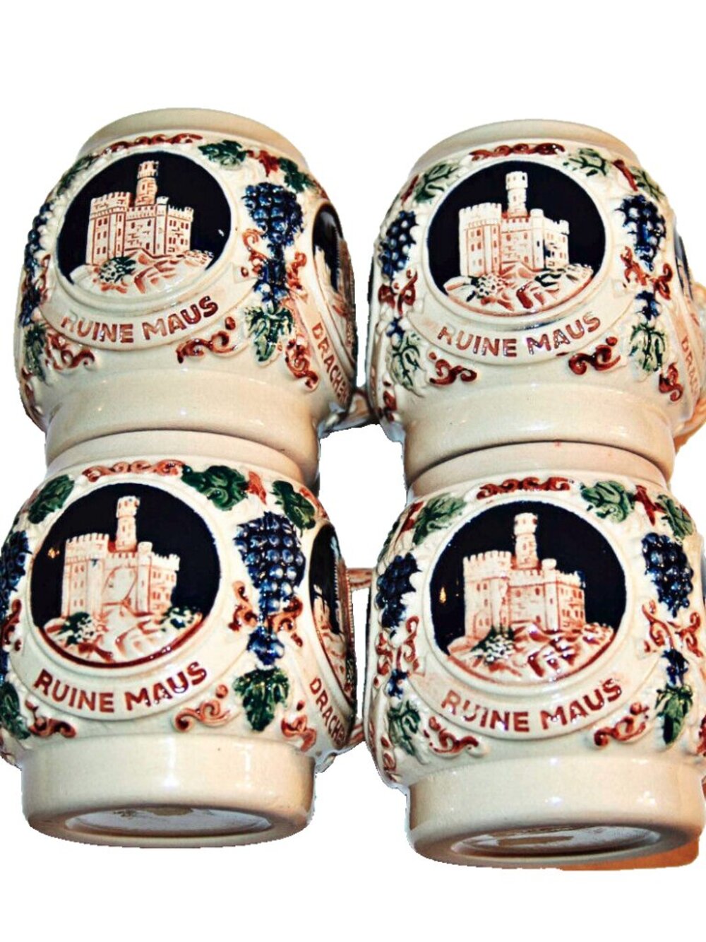 CUPS Gerz German Castle Collectible Vintage Coffee 4 Mugs Made in Germany
